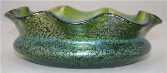 An Austrian iridescent glass bowl, probably Loetz, c.1910, diam. 26.5cm